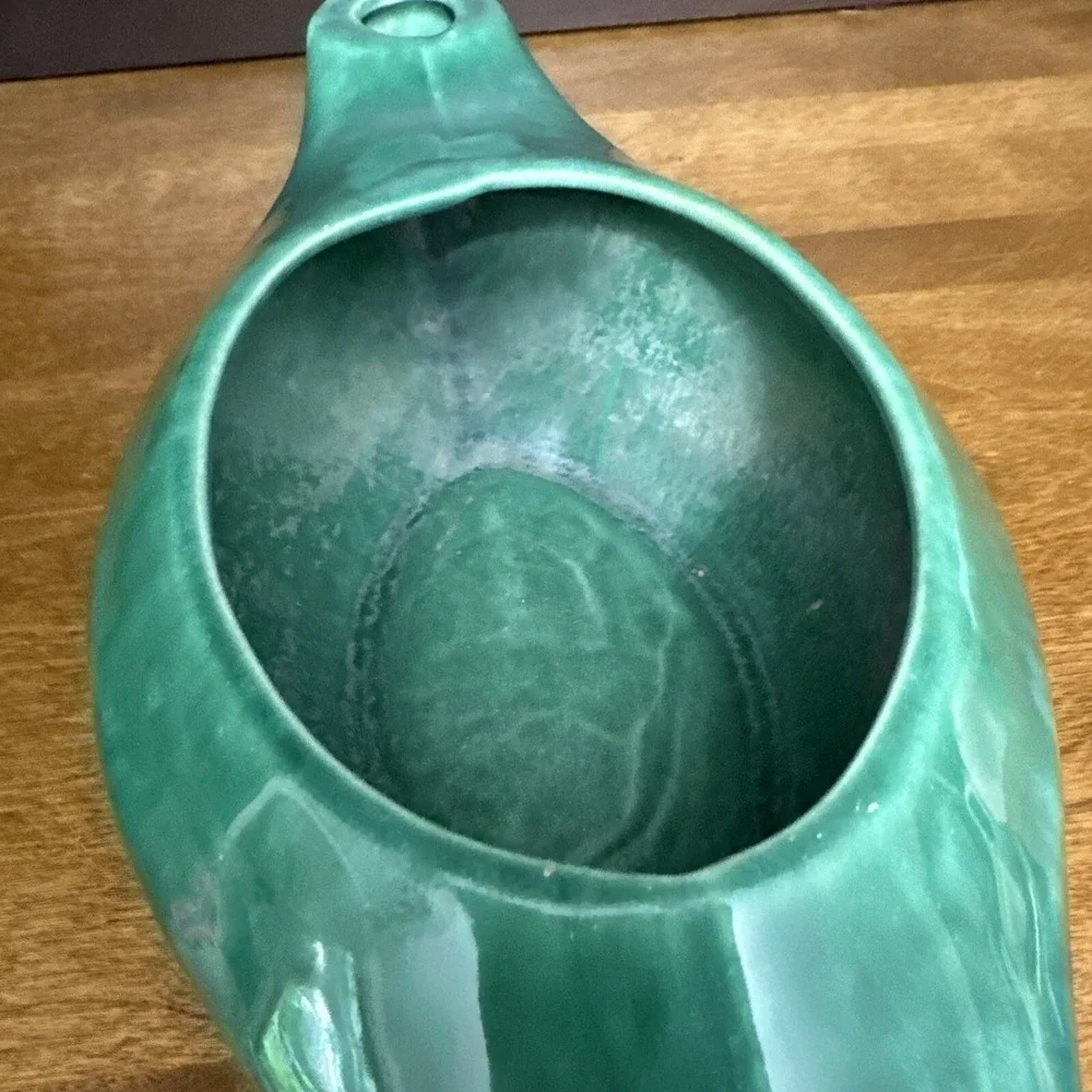 Gonder Pottery Genie Lamp Planter Vase Green 12